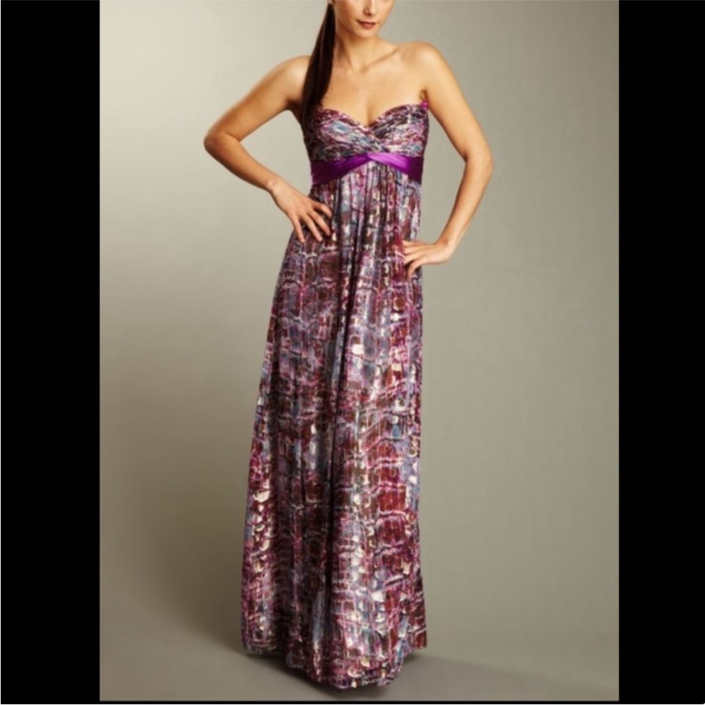 “BCBG MAXAZRIA” Purple Strapless Maxi Dress